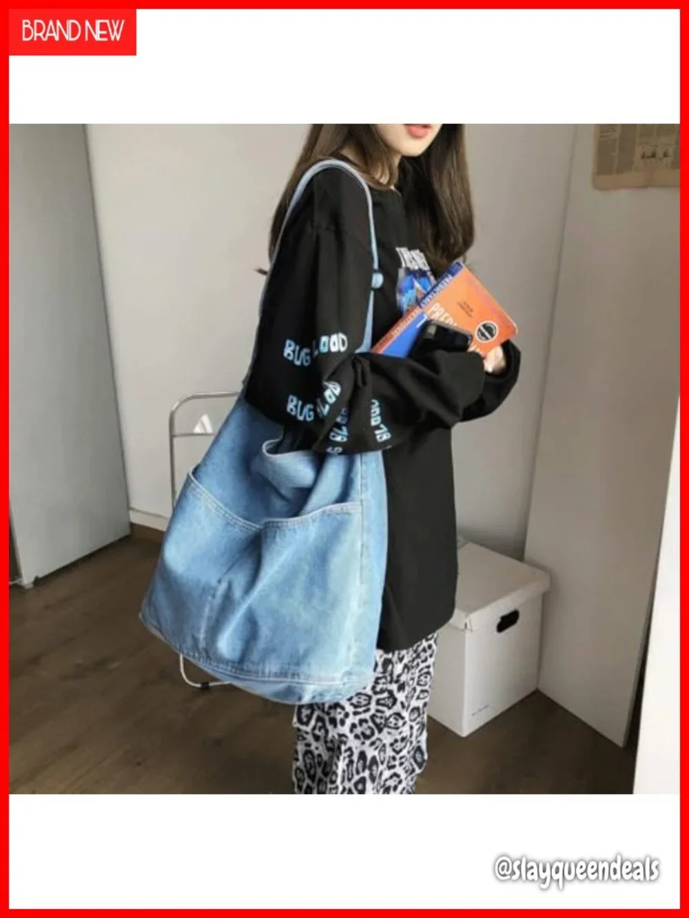 Denim Canvas Messenger Shoulder Bag Crossbody Tote 13